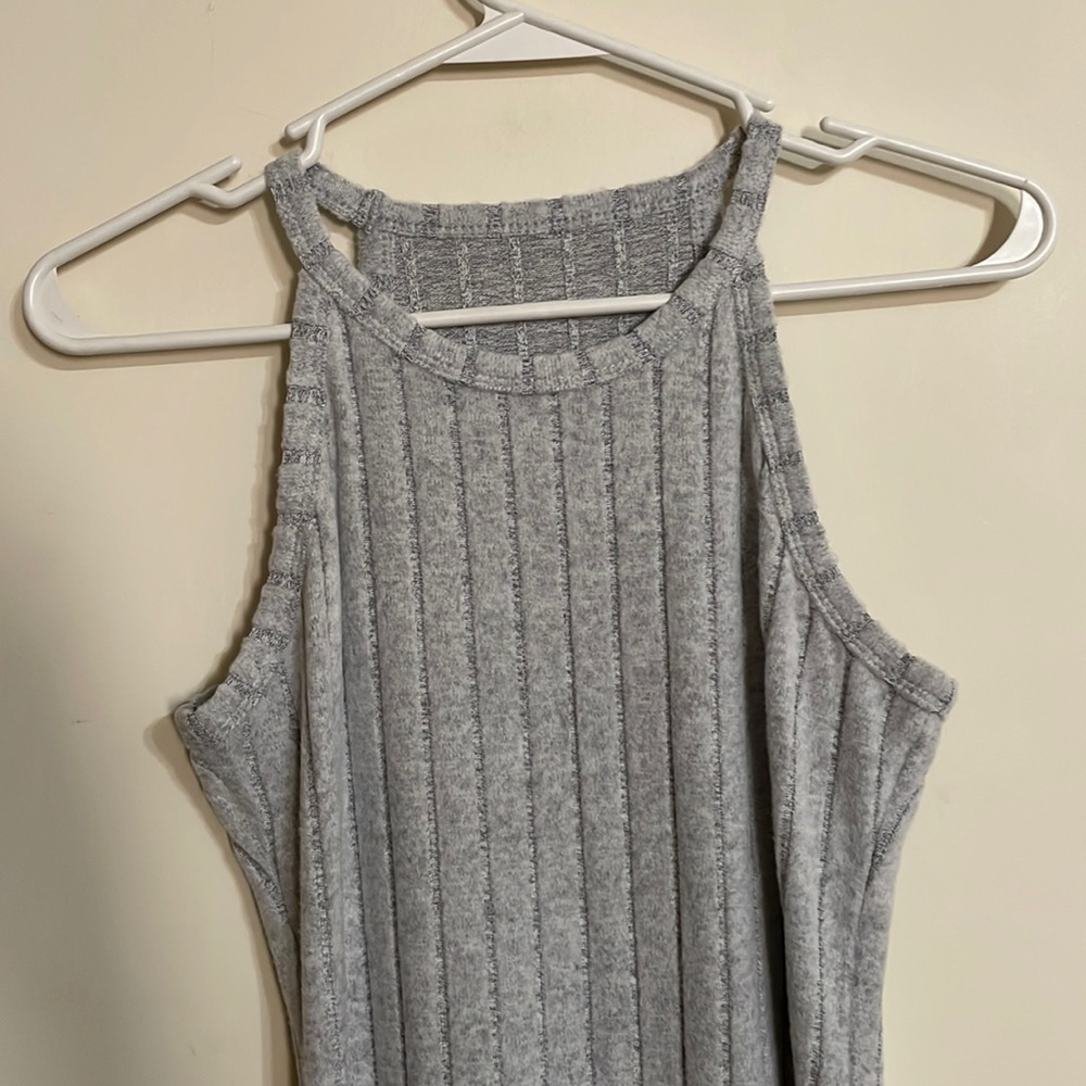 NWT Womens Gray Halter Ribbed Bodycon Sweater Midi Dress - Picture 11 of 17